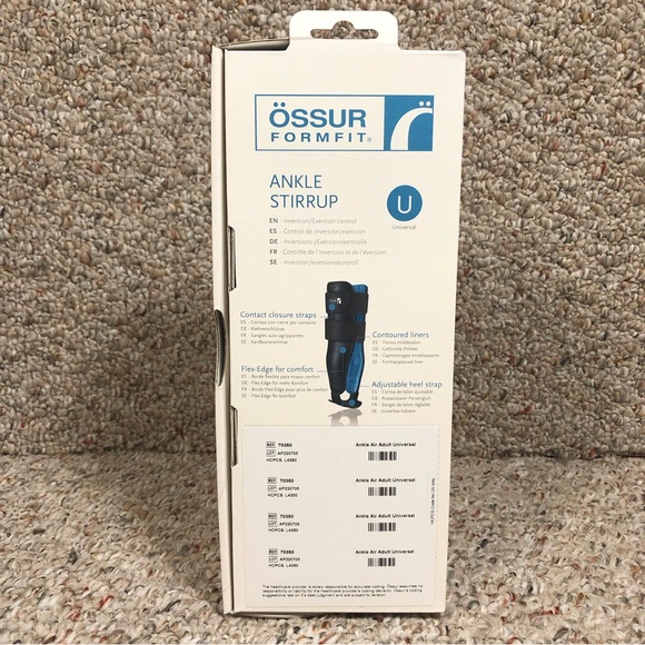 Ossur Formfit Inflatable Air Ankle Brace Stirrup Universal Adult Black White - Picture 12 of 15